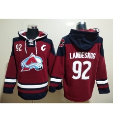 Men Colorado Avalanche Gabriel Landeskog 92 Red Stitched NHL Hoodie