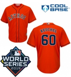 Mens Majestic Houston Astros 60 Dallas Keuchel Replica Orange Alternate Cool Base Sitched 2019 World Series Patch Jersey