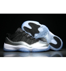 Whole Sale 2017 Air Jordan 11 Retro Low Barons Black Metallic Silver White