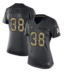 Nike Cardinals #38 Andre Ellington Black Womens Stitched NFL Limited 2016 Salute to Service Jersey