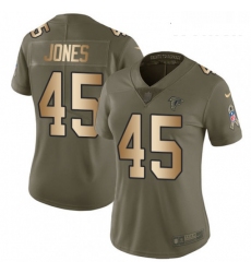 Womens Nike Atlanta Falcons 45 Deion Jones Limited OliveGold 2017 Salute to Service NFL Jersey