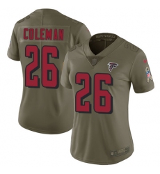 Womens Nike Falcons #26 Tevin Coleman Olive  Stitched NFL Limited 2017 Salute to Service Jersey