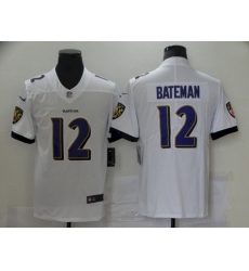 Men Baltimore Ravens 12 Rashod Bateman White 2021 Draft Jersey