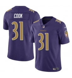 Men Baltimore Ravens 31 Dalvin Cook Purple Color Rush Vapor Limited Football Jersey