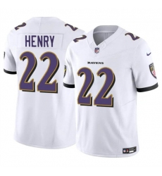 Men's Baltimore Ravens #22 Derrick Henry 2023 F.U.S.E. White Vapor Limited Football Stitched Jersey