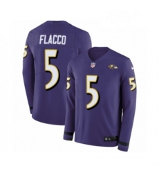 Mens Nike Baltimore Ravens 5 Joe Flacco Limited Purple Therma Long Sleeve NFL Jersey