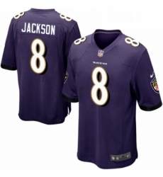 Mens Nike Baltimore Ravens 8 Lamar Jackson Game Purple Team Color NFL Jersey