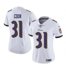 Women Baltimore Ravens 31 Dalvin Cook White Football Jersey