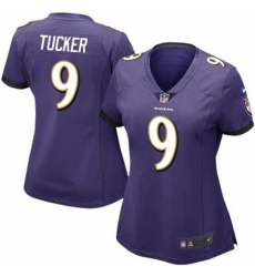 Women Baltimore Ravens 9 Justin Tucker Purple 2023 F U S E Vapor Jersey