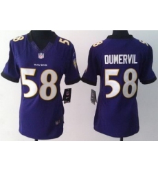 Women Nike Baltimore Ravens 58 Elvis Dumervil Purple LIMITED Jerseys