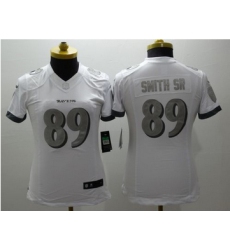 Women Nike Ravens #89 Steve Smith Sr White Stitched NFL Limited Platinum Jersey