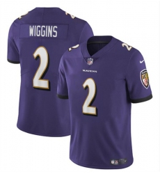 Youth Baltimore Ravens 2 Nate Wiggins Purple 2024 Draft Vapor Limited Football Jersey