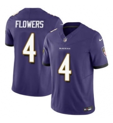 Youth Baltimore Ravens 4 Zay Flowers Purple 2023 F U S E Vapor Limited Football Jersey