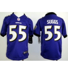 Youth Nike Baltimore Ravens #55 Terrell Suggs Purple Nike NFL Jerseys