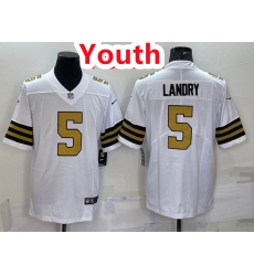 Youth Saints 5 Jarvis Landry White Color Rush Jersey