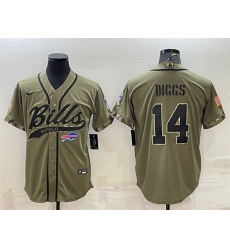 Men Buffalo Bills 14 Stefon Diggs 2022 Olive Salute To Service Cool Base Stitched Baseball Jersey