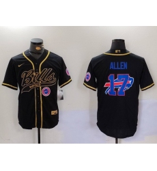 Men Buffalo Bills 17 Josh Allen Black Cool Base Stitched Baseball Jersey 5