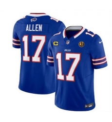 Men Buffalo Bills 17 Josh Allen Blue 2023 F U S E  With 4 Star C Ptach And John Madden Patch Vapor Limited Stitched Football Jersey