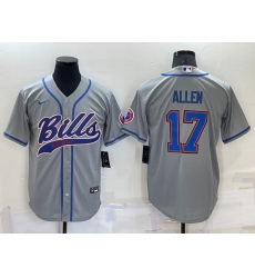 Men Buffalo Bills 17 Josh Allen Gray Cool Base Stitched Baseball Jersey