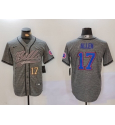 Men Buffalo Bills 17 Josh Allen Grey Team Cool Base Stitched Baseball Jersey 3