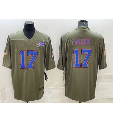 Men Buffalo Bills 17 Josh Allen Olive Salute To Service Limited Stitched Jersey