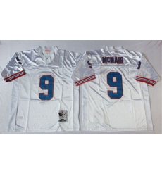 Men Oilers 9 Steve McNair White M&N Throwback Jersey