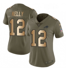 Mens Nike Buffalo Bills 12 Jim Kelly Limited OliveGold 2017 Salute to Service NFL Jersey