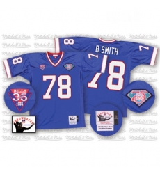 Mitchell And Ness Buffalo Bills 78 Bruce Smith Royal Blue 35th Anniversary Patch Authentic Throwback NFL Jersey