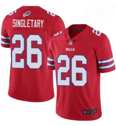 Bills #26 Devin Singletary Red Youth Stitched Football Limited Rush Jersey