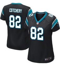 Nike Panthers #82 Jerricho Cotchery Black Team Color Women Stitched NFL Jersey