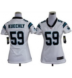 Women Nike Carolina Panthers 59# Kuechly White Nike NFL Jersey