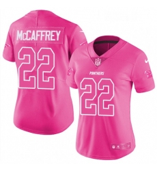 Womens Nike Carolina Panthers 22 Christian McCaffrey Limited Pink Rush Fashion NFL Jersey