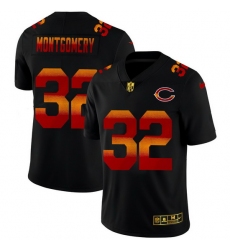 Chicago Bears 32 David Montgomery Men Black Nike Red Orange Stripe Vapor Limited NFL Jersey