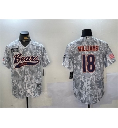 Men Chicago Bears 18 Caleb Williams 2024 Arctic Camo Salute To Service Stitched Baseball Jersey