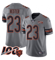 Men Chicago Bears 23 Devin Hester Limited Silver Inverted Legend 100th Season Football Jersey