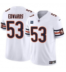 Men Chicago Bears 53 T J  Edwards White 2024 F U S E  With 1 Star C Patch Vapor Untouchable Limited Stitched Football Jersey