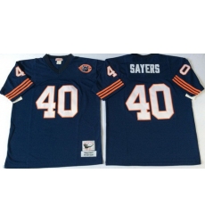 Mitchell Ness Bears #40 Gale Sayers Navy Blue Throwback Mens Stitched NFL Jerseys