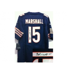 Nike Chicago Bears 15 Brandon Marshall Blue Elite Signed NFL Jersey