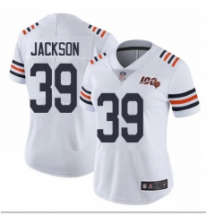 Bears 39 Eddie Jackson White Alternate Women Stitched Football Vapor Untouchable Limited 100th Season Jersey