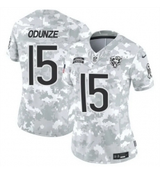 Women Chicago Bears 15 Rome Odunze 2024 F U S E Arctic Camo Salute To Service Limited Stitched Football Jersey