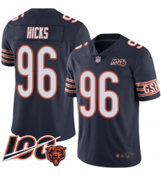 Youth Chicago Bears 96 Akiem Hicks Navy Blue Team Color 100th Season Limited Football Jersey