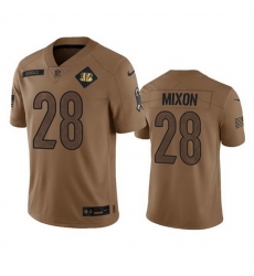 Men Cincinnati Bengals 28 Joe Mixon 2023 Brown Salute To Service Limited Stitched Jersey