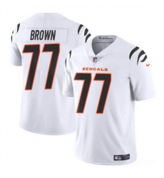 Men Cincinnati Bengals 77 Trent Brown White Vapor Untouchable Limited Stitched Jersey