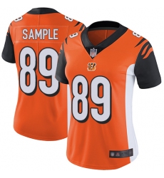 Bengals 89 Drew Sample Orange Alternate Women Stitched Football Vapor Untouchable Limited Jersey