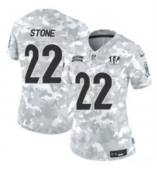 Women Cincinnati Bengals 22 Geno Stone 2024 F U S E Arctic Camo Salute To Service Limited Stitched Football Jersey