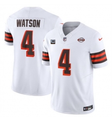 Men Cleveland Browns 4 Deshaun Watson White 2024 F U S E  With 2 Star C Patch 1946 Collection Vapor Untouchable Limited Stitched Jersey