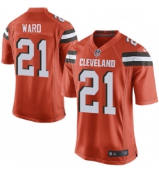 Mens Nike Cleveland Browns 21 Denzel Ward Game Orange Alternate NFL Jersey