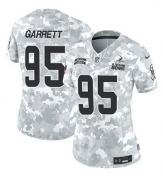 Women Cleveland Browns 95 Myles Garrett 2024 F U S E Arctic Camo Salute To Service Limited Stitched Jersey