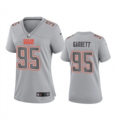 Women Cleveland Browns 95 Myles Garrett Grey Atmosphere Fashion Stitched Game Jersey