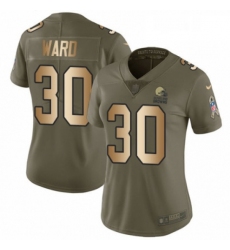 Womens Nike Cleveland Browns 30 Denzel Ward Limited OliveGold 2017 Salute to Service NFL Jersey